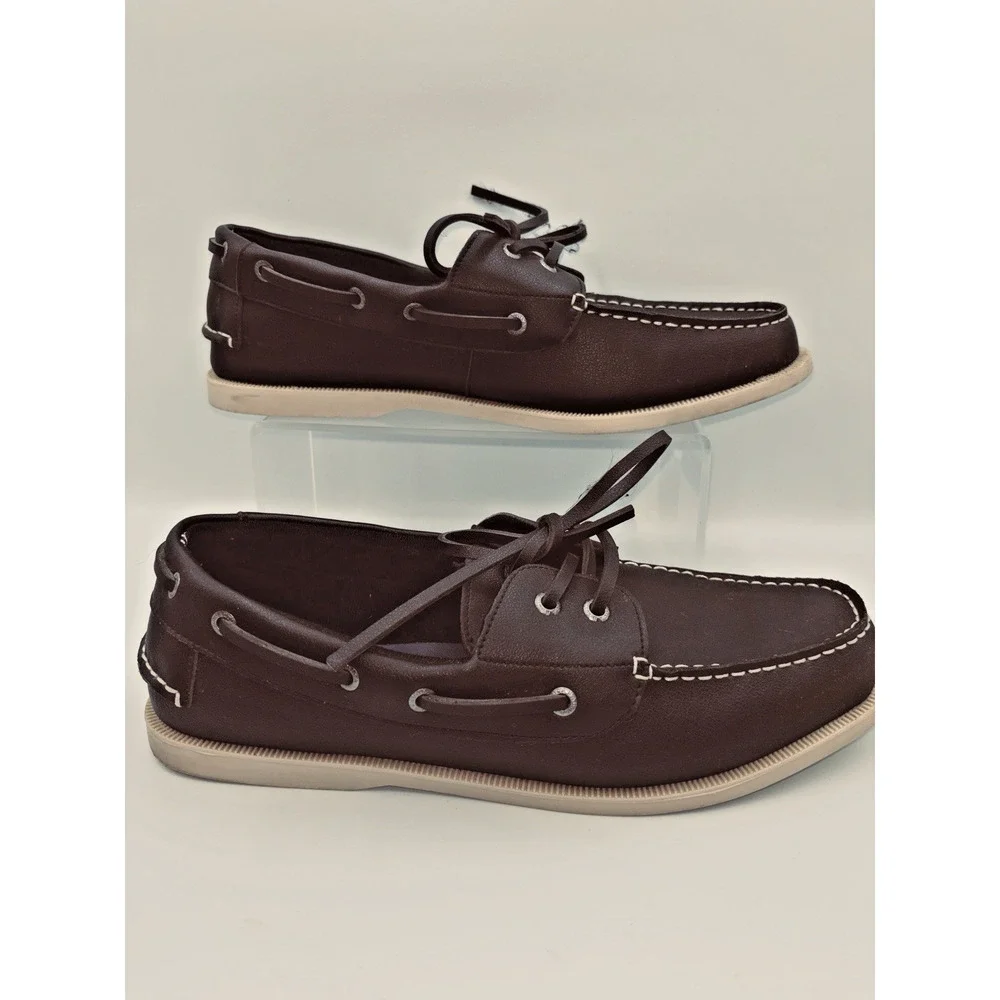 Nautica Boat Shoe Mens 12 Nueltin Loafer Lace Casual Vegan Leather Moccasins EUC